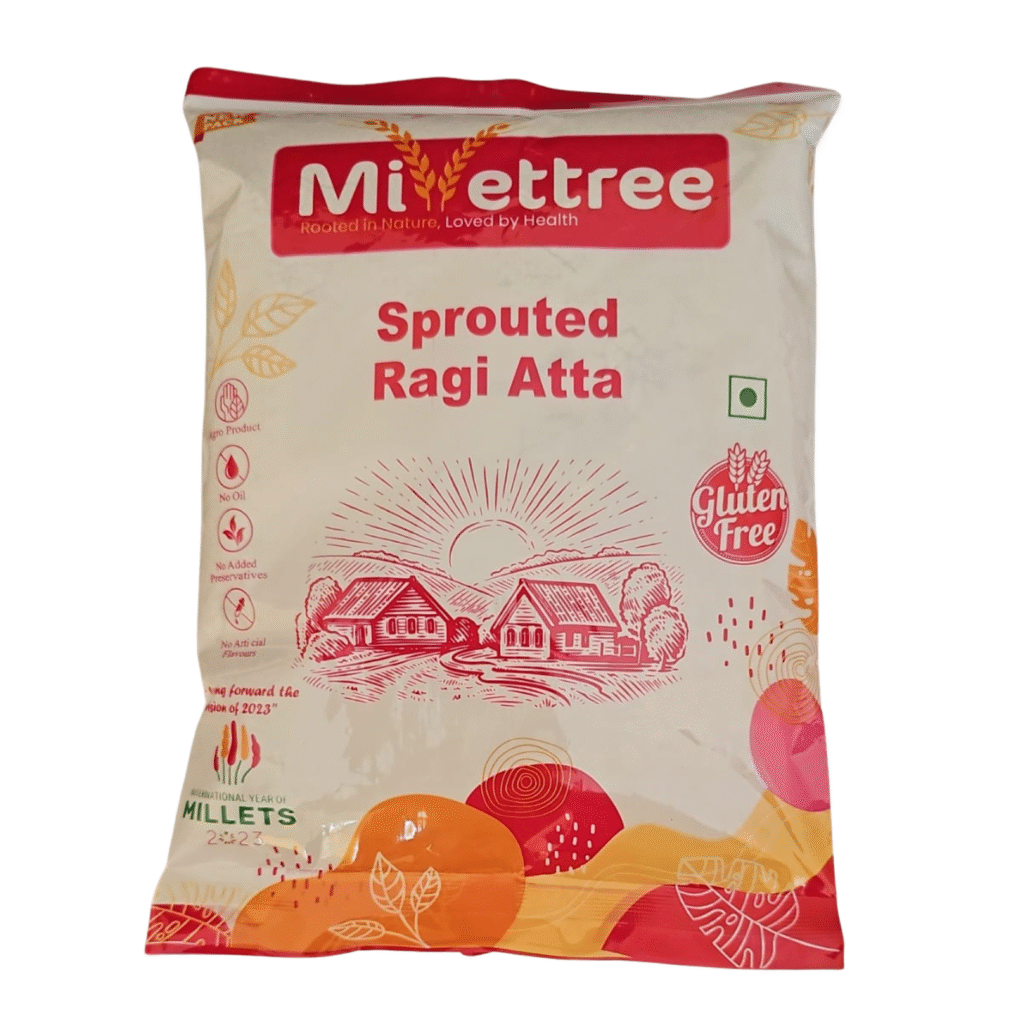 Millettree Sprouted Ragi Atta/Flour | Chakki Ground Finger Millet Flour | Gluten Free