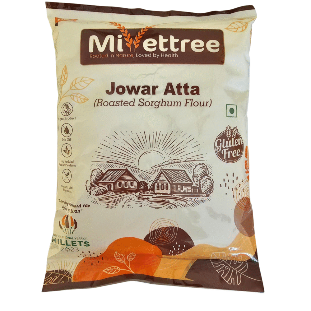 Millettree Roasted Jowar Atta/Flour | Chakki Ground Sorghum Millet Flour | Gluten Free
