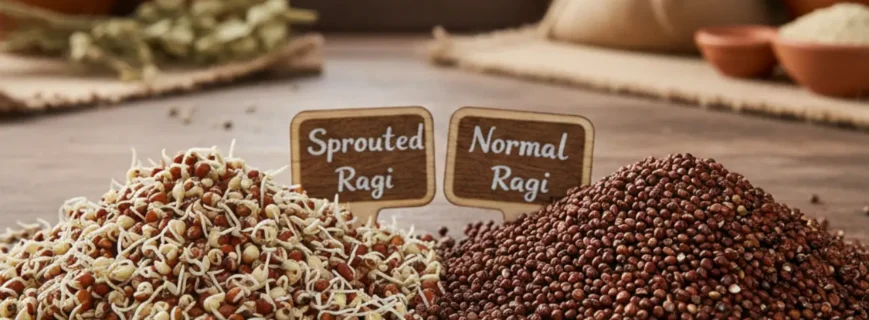 Sprouted Ragi and Normal Ragi